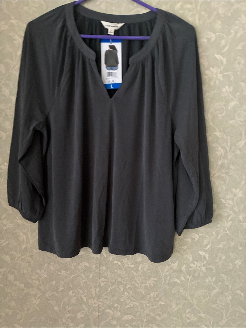 Lucky Brand Charcoal V-Neck Tunic Top